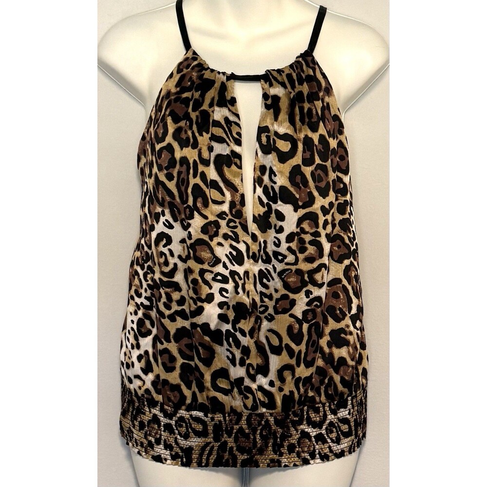 bebe 100% Silk Camisole Tank Sz M Leopard Going Out Party Sexy